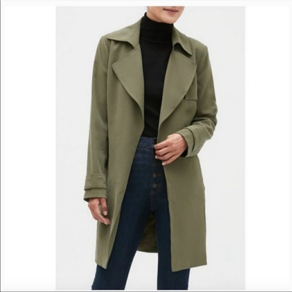 NWT Banana Republic Jacket Soft Trench Coat Army Green Cactus S